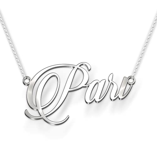 Image of Pari Cursive Gold & Silver Name Pendant Necklace, Best Jewelry Gift for Girls.