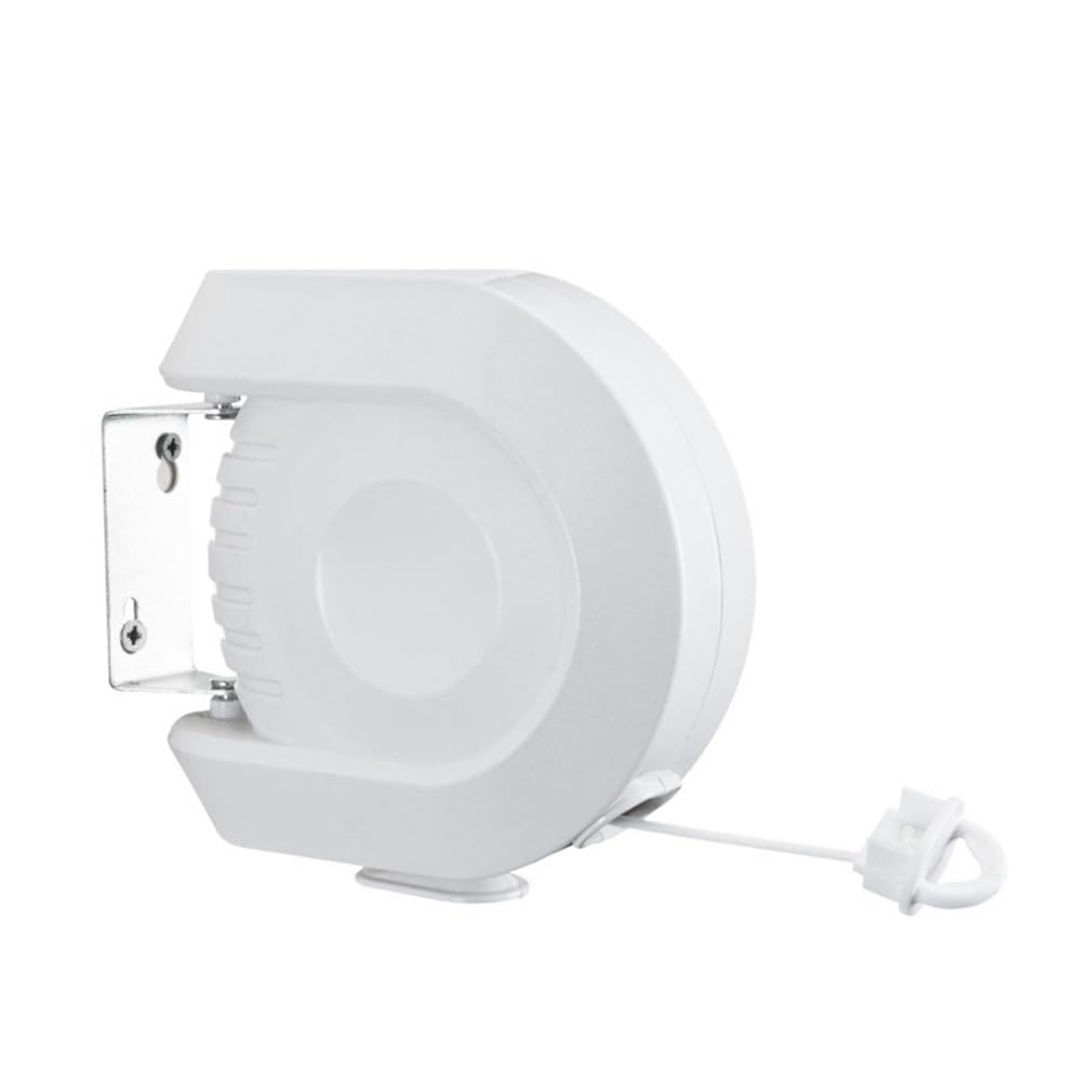 Einziehbare Wäscheleine 15m, Tragbar, Teleskopierbar, Weiß, 1 Stück | Wäscheleine Wand Ausziehbar, Automatische Rückführung, ABS/PVC, ohne Bohren, für Drinnen zum Trocknen von Kleidung