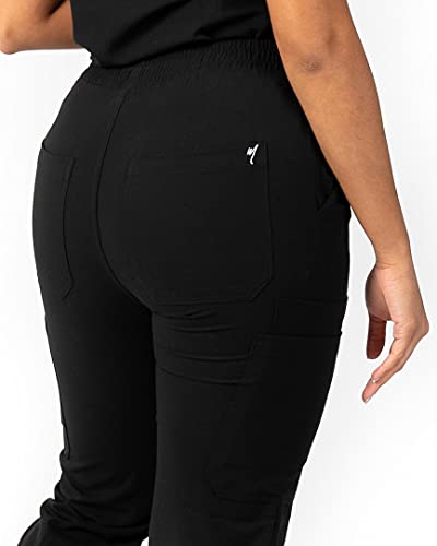 Image of Mim Jogger Scrub Pants for Women, Skinny Leg Joggers, Burgundy, Black, Navy Blue, Green