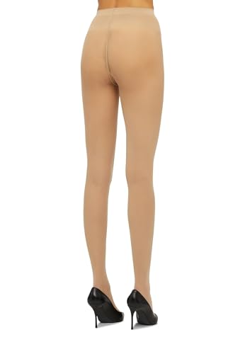 Image of Wolford Individual 10 Control Top Tights For Women Sheer Support Pantyhose Waist Sculpting Cotton Gusset Soft Waistband