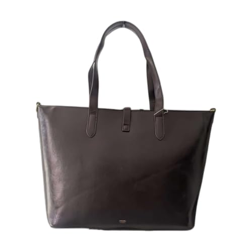 Arezzo Bolsa Tote Feminina em Couro Legítimo, Grande Eco Calf Shine com Chaveiro - Cacau Brrown