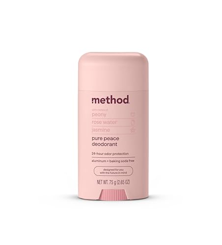 method Deodorant Stick Pure Peace - 24-Hour Odor Protection Aluminum & Baking Soda Free Notes of Peonies Rose Water & Jasmine 2.65 oz