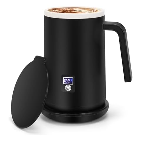 Rommeka Self Heating Coffee Mug, 12oz Temperature Control Smart Mug with Lid, Smart Coffee Mug with LCD Display (122-140°F) for Warming and Heating Coffee, Beverage, Milk, Tea Cover