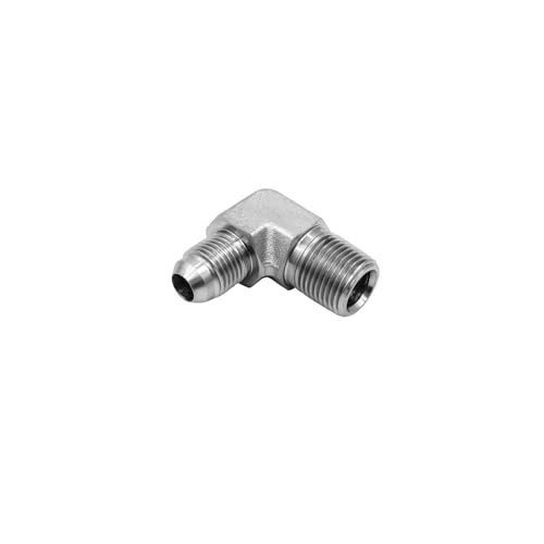 Image of (2-PACK) 2501-06-06 Hydraulic Hose Adapter Fitting 3 /8 inch Male JIC 37 Flare (9 /16 inch-18UNF) x 3 /8 inch Male (3 /8 inch-18NPTF) 90 Elbow SAE Pipe Joints Connector Carbon Steel