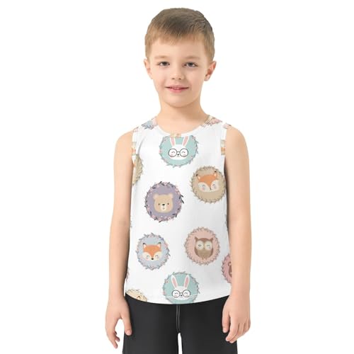 J JOYSAY Fox Rabbit Owl Bear Boys Tank Top Sleeveless Muscle Shirts Quick Dry Sport Active Workout Kids T-Shirts 3-15T2
