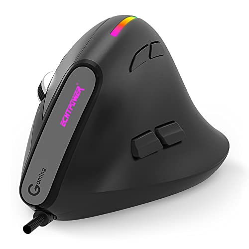 ECHTPower Souris Ergonomique Verticale Filaire, Souris Vertical avec Fil Mouse Gaming Wired pour Droitier avec 6 DPI Réglable RGB Lumière Personnalisé 9 Boutons Programmables pour PC Ordinateur Cover