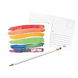 Happy Pride Watercolor Postcards Set - 32 Blank Pride Colors Themed Postcards - Watercolor Designs - Personalized Stationery Printed in the USA by RitzyRose