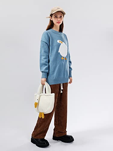 Aelfric Eden Mens Fashion Ducks Cartoon Sweaters Unisex Oversized Jumper Long Sleeve Casual Sweater Retro Couple Top #TOP5