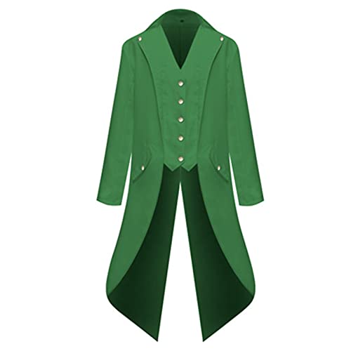 Rétro Médiéval Tailcoat Steampunk Halloween Couleur Unie Déguisements Longs pour Hommes Renaissance Pirate Vampire Vestes Gothiques Smoking Vintage Warlock Redingote Cover