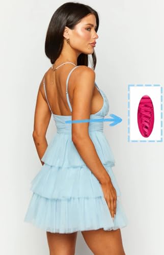 V Neck Tiered Tulle Homecoming Dresses for Teens A Line Backless Short Prom Dress Ruffles Mini Cocktail Party Gown4