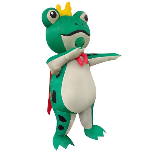 DAHAKII Funny Frog Inflatable Costume Cosplay Blow-Up Suit for Adult/Birthday/Halloween Party/Mardi Gras (Frog King)