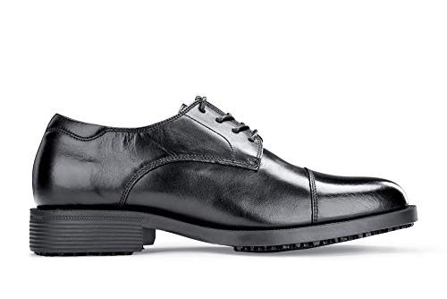 Shoes for Crews Senator, Men's Soft Toe Uniform Dress and Work Shoes, Slip Resistant, Water Resistant, Black, Size 9 Wide