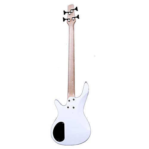 Waful Electric Bass Guitar, Starters Acoustic Bass Guitar Beginner Kit Full Size 4 String with Power Line, Wrench Tool for Starter Gift Right Hand Type-B White - Thumbnail 7