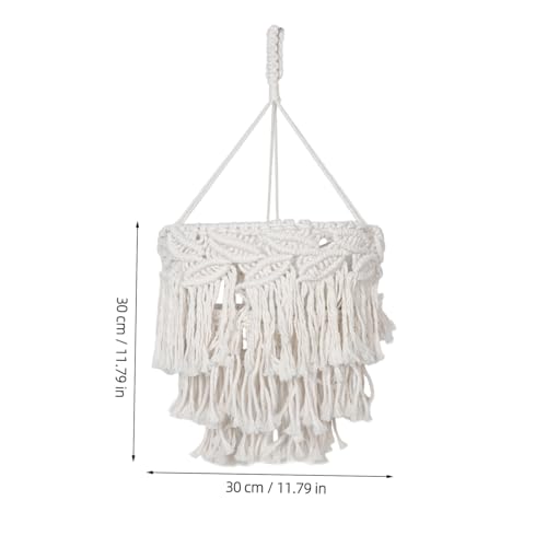 Pantalla lámpara colgante boho de algodón y flecos estilo nórdico 2