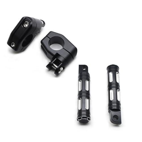 Image of MZS Motorcycle Highway Pegs, 1.25 inch CNC Highway Foot Pegs Adjustable Short Mount Clamps Compatible with Road Glide King Softail Electra Street Glide Sportster Dyna Rebel Shadow for 1 1 /4 Engine Guard