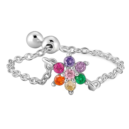 Image of GIVA 925 Silver All My Colours Chain Ring, Adjustable | Gifts for Women and Girls | With Certificate of Authenticity and 925 Stamp | 6 Months Warranty
