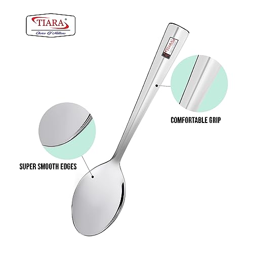 TIARA Sigma 6pc Dinner Spoon 17cm Length Stainless Steel for Kitchen 100% Food Grade Cutlery Set, Non Toxic, Anti-Rust, Dishwasher Safe, Perfect Gifting Set for All Occasions(6pc Spoon)