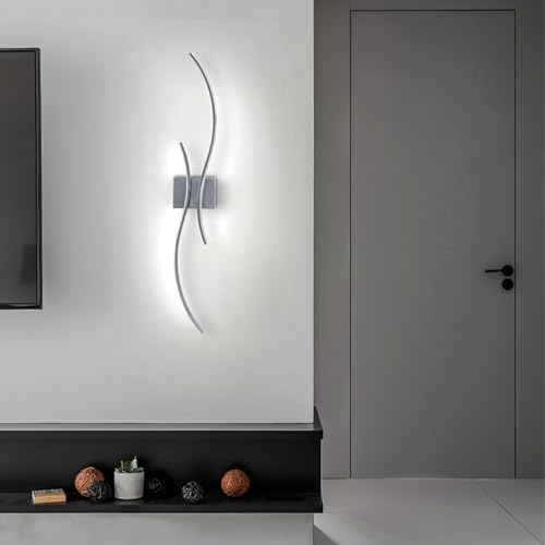 Image of CANEOE Modern Led Wall Light, 39inch Chrome Indoor Led Wall Sconce Lighting, Bathroom Vanity Light Fixtures Over Mirror for Living Room Hallway Bedroom Bedside Wall Lamp (Chrome,6000K,2 Packs)