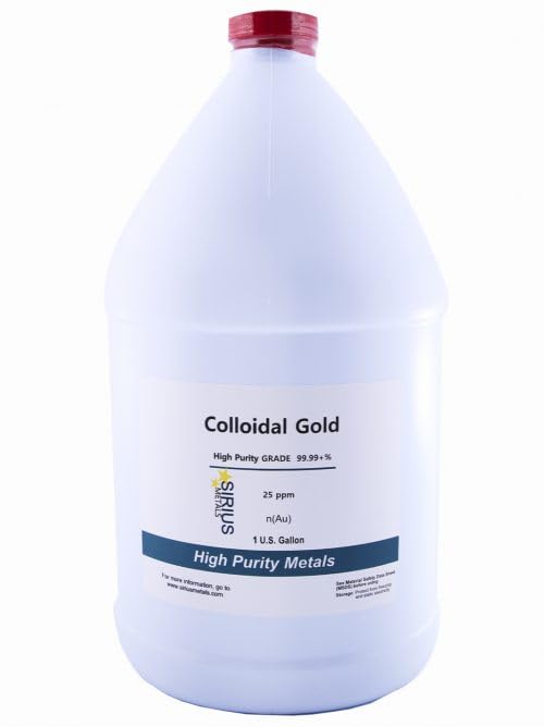 True Colloidal Gold NanoParticles (AuNPs): 25 ppm, 99.99+% Purity - 1 US Gallon in Plastic Jug