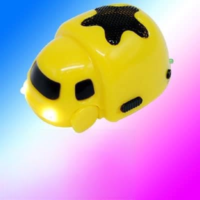 Ruilogod MP3 PC MP4 USB altavoz Caja de sonido w. Forma amarilla del coche