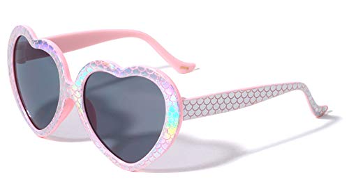 Lovely Mermaid Heart Shape Mermaid Kids Fashion Sunglasses K879 (Pink)