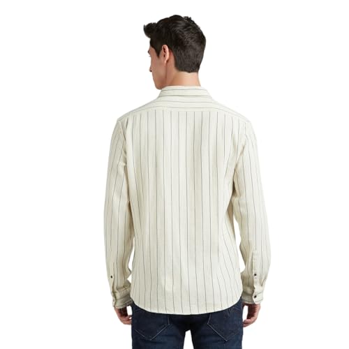 Image of Pepe Jeans Men's Casual Shirt | Striped Shirt for Men| Regular Fit | Vertical Stripes | Full Sleeve | Available in Plus Size