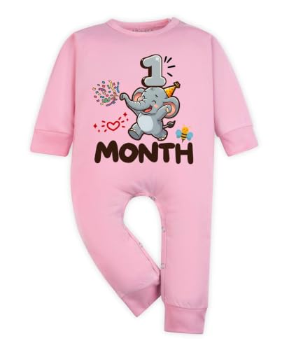 Image of ARVESA 1 Month Baby Milestone Jumpsuit for Baby Boy and Baby Girl Cotton 0-12 Months Design No 1793-1 Month