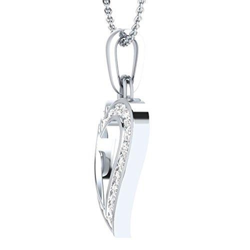 Igi Certified 1/4 Cttw Natural Diamond Heart Pendant In 14K White Gold With Silver Chain, 18” #TOP7