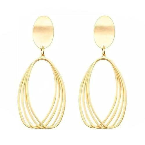 18K Gold Plated Dangle Earrings Lightweight Gold Statement Earrings For Women Trendy - Main Image