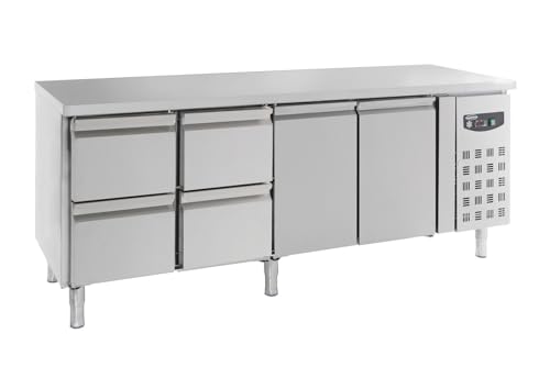 Mesa refrigerada profesional con 4 cajones y 2 puertas – 553 L – Combisteel – R600aRvs Aisi 2012553 completa 2230 x 700 x 850 mm