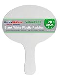 Better Bidders Plastic Paddles, Blank, 3.5mm Thick (Very Rigid), White (20 Pack, Oval), Q=20 1-Piece Hand Fans, (