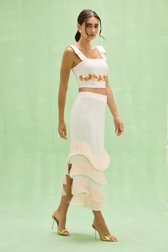 PATBO, Gabriela Linen Midi Skirt, 0, Off White — view 3