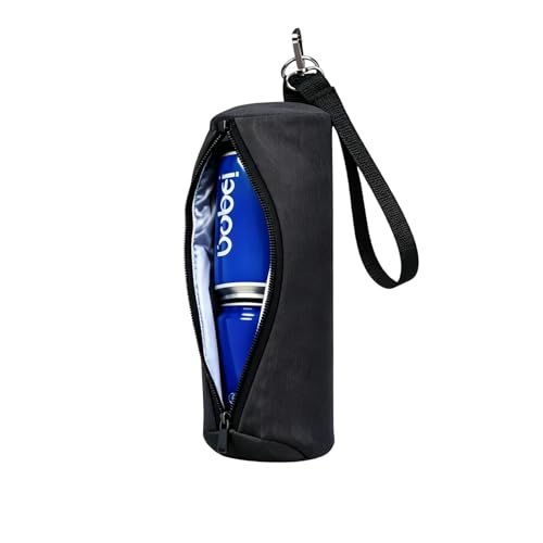 Yosugar Bolsa nevera de cerveza para deportes, mantiene 2 latas de hielo frío, portátil para senderismo, pícnic, fiesta, pesca, deportes al aire libre con asa y gancho para colgar (negro pequeño)