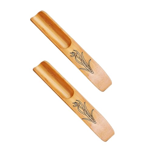 Mikinona 2pcs Bamboo Matcha Tea Spoon Set Traditional Chinese Tea Scoops for Stash Kungfu Supplies Portable Easy to Clean
