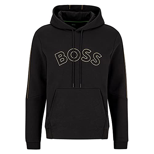 Hugo Boss Men's Soody 2 Black Hoodie Sweatshirt with Gold Logo (as1, alpha, 2x, regular, regular, XXL)