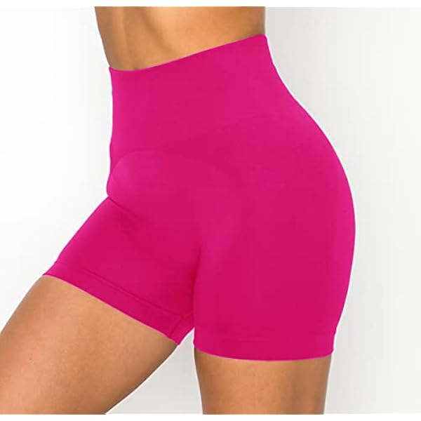 ALWAYS Pantalones cortos de bicicleta de cintura alta para mujer - Pantalones de yoga elásticos para entrenamiento atlético con control de abdomen, Smt10 / Fucsia, M