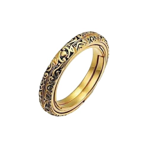 SHINROAD Anti-ångest-ring, spindelleksak, fidget halsband, titanstålspinnare, dekompressionsleksak, planetform, stötsäker, manuell, anti-stressfångare, unisex guld, Titan stål, Andra sten