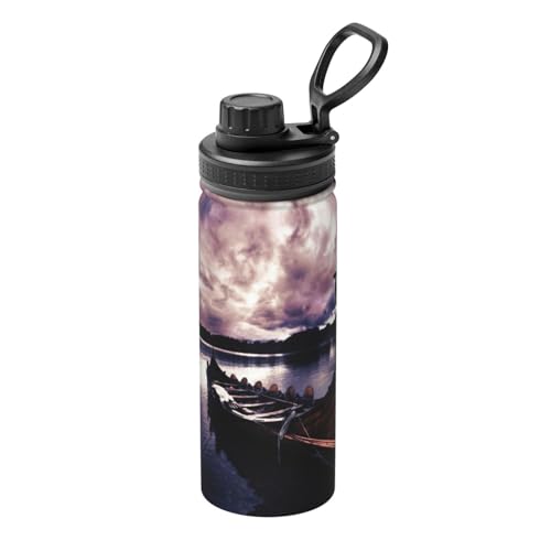Vikings - Botella térmica de acero inoxidable con asa, diseño de barco, ideal para ciclismo, fitness