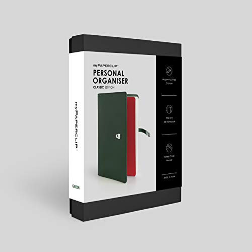 Image of myPAPERCLIP Personal Organiser, Classic Edition, Fits Any A5 Size Notebook, Magnetic Lock (Classic - L1 Green)