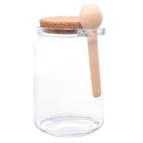 LYOR Porta Mantimento Redondo de Vidro com Tampa de Rolha e Colher de Bambu 650ml
