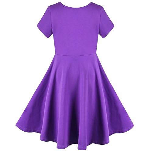 Image of Sunny Fashion Girls Dress Colorful Striped Knitted Cotton Stretch School