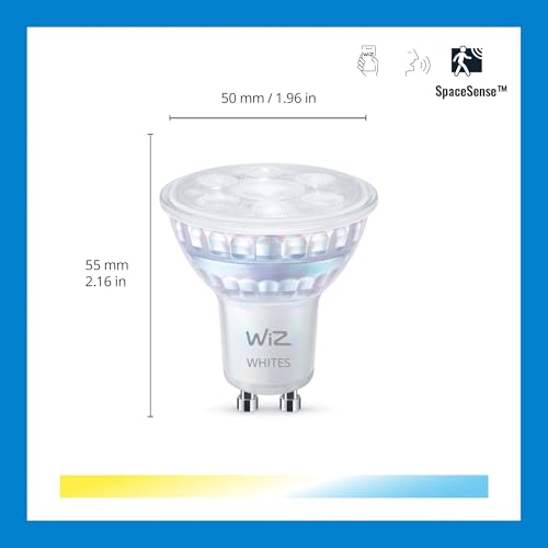 WiZ Smart LED Glass Bulb, GU10, 50W, Shades of White, Smart LED Connected WiFi Works with Alexa, Google Assistant & HomeKit, App Control for Home Indoor Lighting, Bedroom, Energy Monitoring, 3 Pack