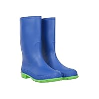 Mountain Warehouse Plain Kids Wellies - Waterproof, Soft Jersey Lined Wellington Boots, Gripped Sole, Boys & Girls - Spring Summer, Rain, School, Outdoors Cobalt Kids Shoe Size 8