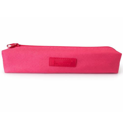 Estojo Escolar Faculdade Para Canetas, Lápis, Com Zíper, Feminino Liso, Organize Materiais Escolares,Tecido PVC Resistente Durável Tamanho 20x5x3.5 cm (Rosé)