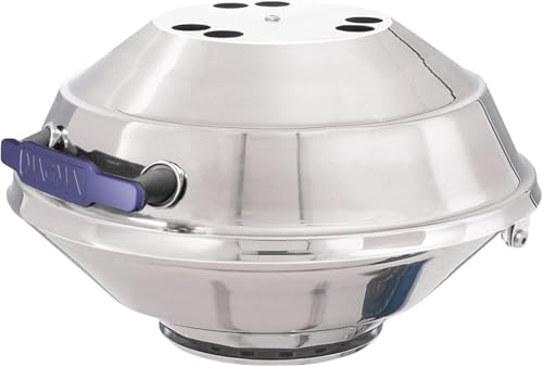 Magma Marine Kettle3 Portable Gas Grill and Stove - Stainless Steel BBQ with Electronic Ignition for Boats - Wind-Resistant Design, Safe Propane Connection, Stay Cool Handle - 17" Diameter
