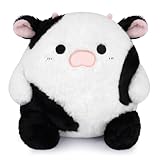 LMTGLDT Cow Stuffed Animals,8in Cow Plush Pillow,Kawaii Plushies White Black Cows Stuffed Toys Birthday Gifts for Kids Girls Boys