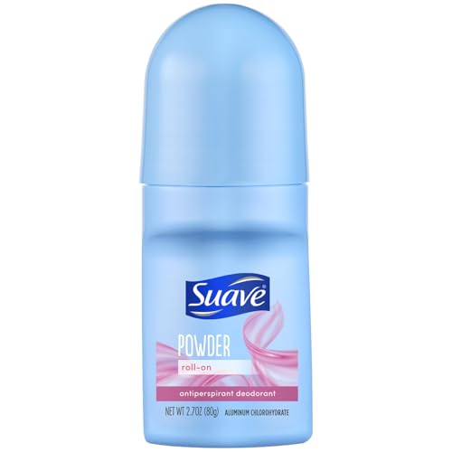 Suave Roll-On Deodorant for Women, Powder Fresh Scent – Antiperspirant Deodorant with 24H Sweat & Odor Protection, 2.7 Oz