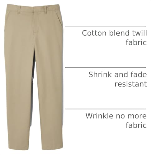 Image of French Toast Boys' Adjustable Waist Relaxed Fit Twill Pant | school uniform pants, no need to iron, double knees for durability, typically fit boys ages 2-14