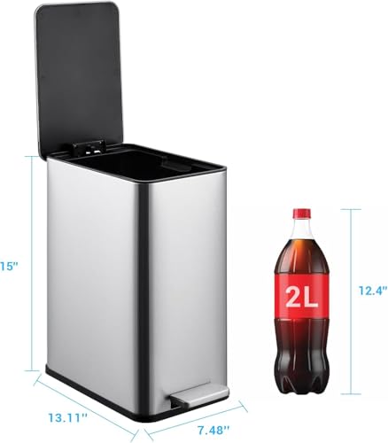 Caneca de basura rectangular acero inoxidable 10L baño miniatura 2