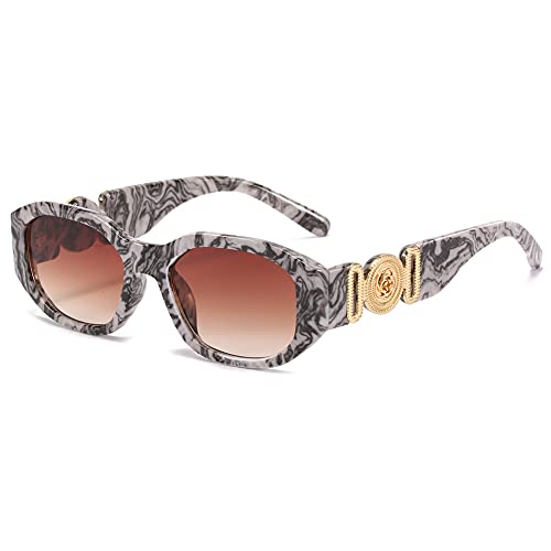 Image of LASPOR Irregular Sunglasses for Women Men Trendy Retro Vintage Rectangle Glasses Hexagon Shades Driving UV400 Protection